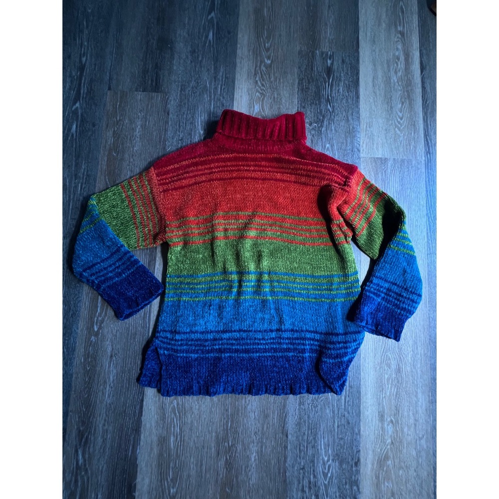Petite Sophisticate Chenille Sweater Womens Medium Multi Color Excellent Striped